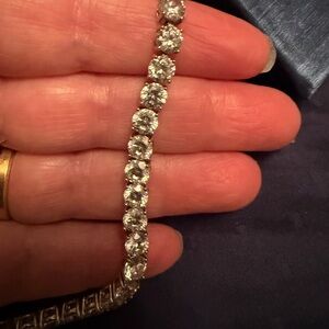 Sparkling Clear Crystal Tennis Bracelet - Silver Tone